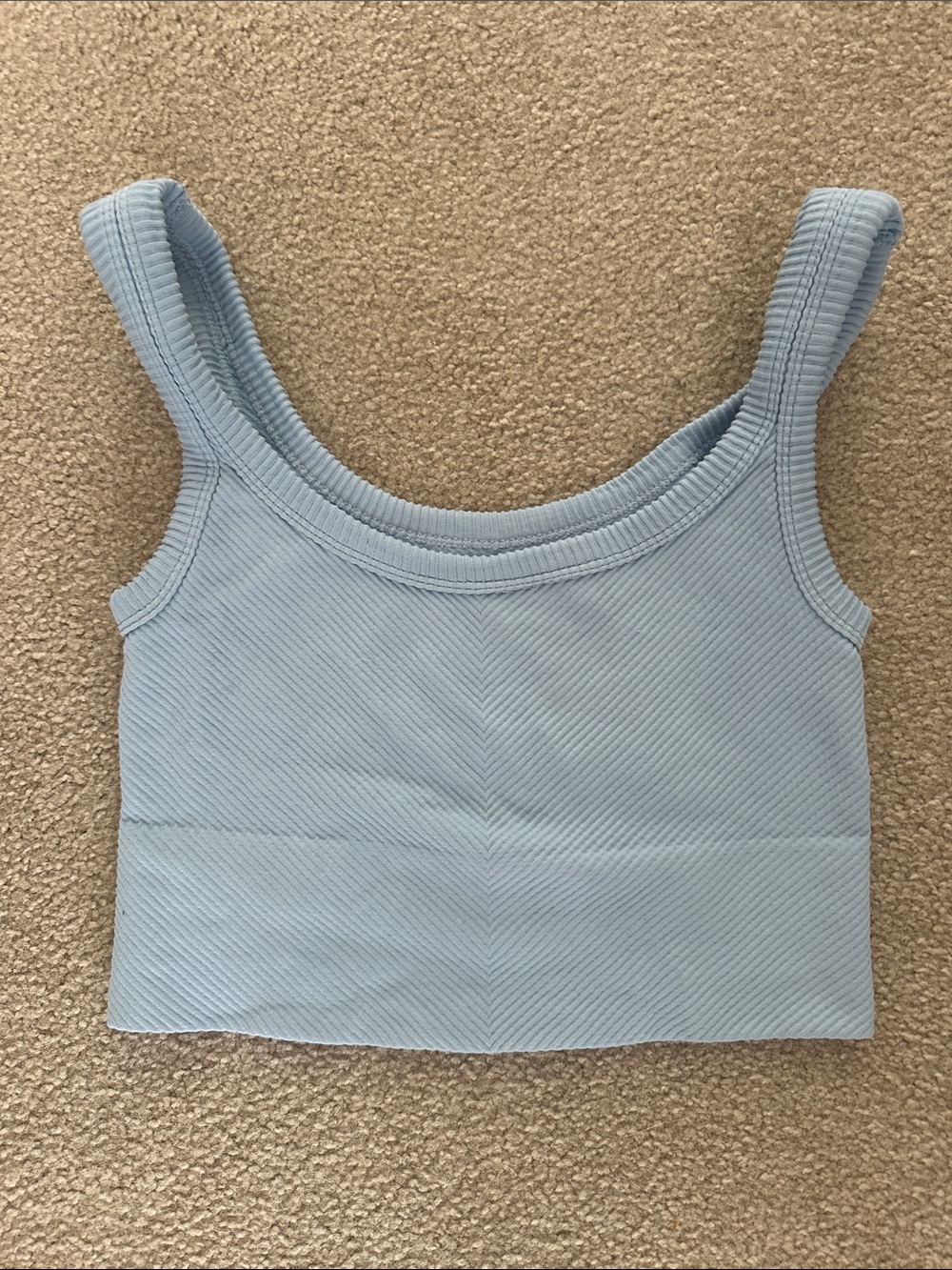 Source Unknown Powder Blue Ribbed Crop Tank